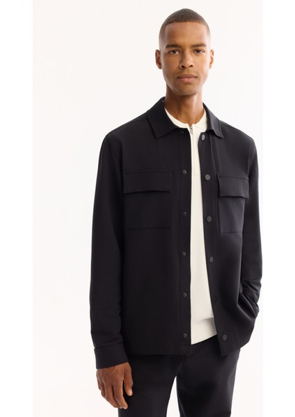 Erkek Siyah Klasik Yaka Hızlı Kuruyan Non-Iron Comfort Fit Gömlek Ceket A52Y2118 indirimleri