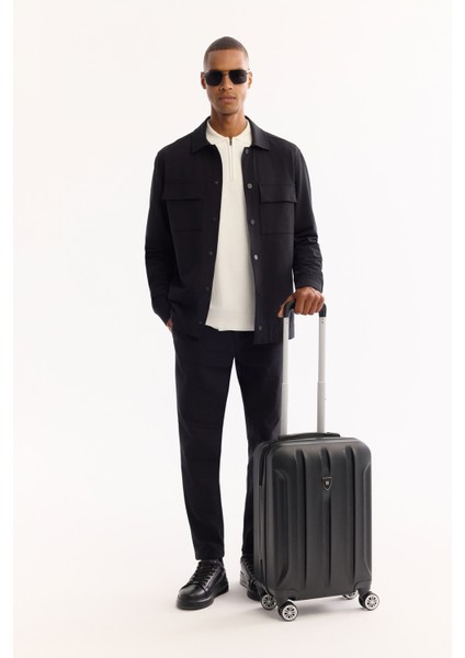 Erkek Siyah Klasik Yaka Hızlı Kuruyan Non-Iron Comfort Fit Gömlek Ceket A52Y2118