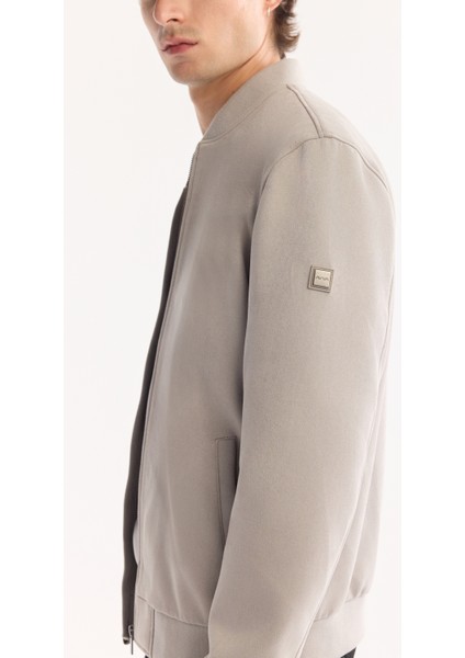 Erkek Açık Gri Bomber Yaka Süet Dokulu Mevsimlik Comfort Fit Mont B006045 indirimleri