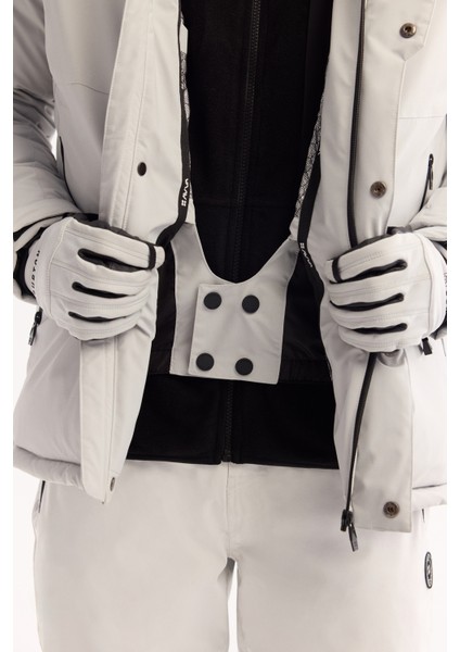 Erkek Gri Kapüşonlu Su İtici Rüzgar Geçirmez 15°C Dayanıklı Şişme Kayak Montu A52Y6161 fiyatları