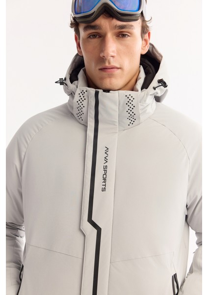 Erkek Gri Kapüşonlu Su İtici Rüzgar Geçirmez 15°C Dayanıklı Şişme Kayak Montu A52Y6161 modelleri