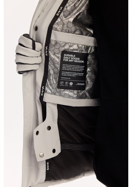 Erkek Gri Kapüşonlu Su İtici Rüzgar Geçirmez 15°C Dayanıklı Şişme Kayak Montu A52Y6161 indirimleri