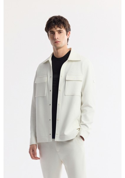 Erkek Beyaz Beli Lastikli Bi-Stretch Chino Slim Fit Pantolon B003033