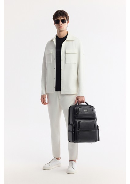 Erkek Beyaz Beli Lastikli Bi-Stretch Chino Slim Fit Pantolon B003033