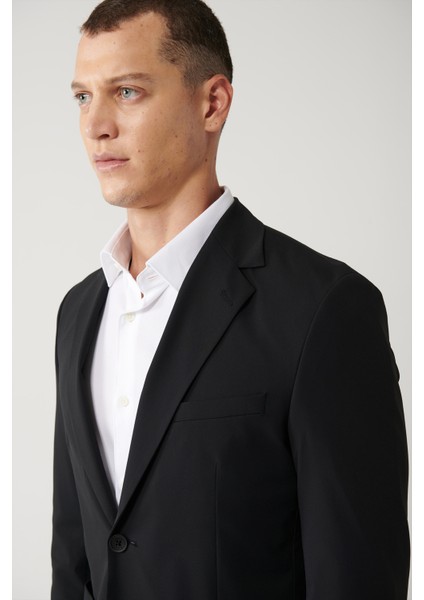 Erkek Siyah Astarsız Su İtici Bi-Stretch Lightweight Comfort Slim Fit Ceket A41Y4030 fiyatları