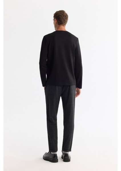 Erkek Siyah Bisiklet Yaka Pamuklu Basic Regular Fit Sweatshirt A42Y1350 fırsatları