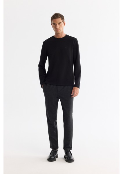 Erkek Siyah Bisiklet Yaka Pamuklu Basic Regular Fit Sweatshirt A42Y1350 indirimleri