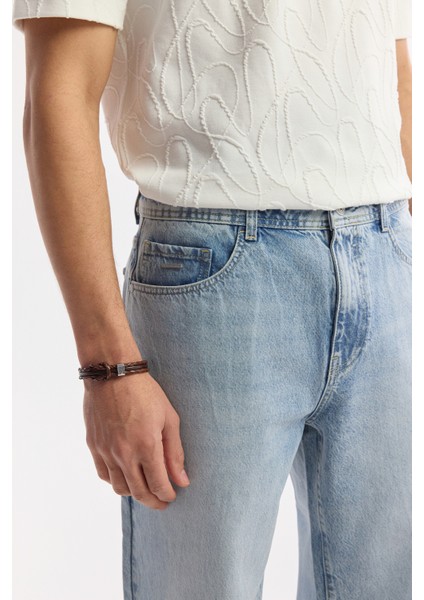 Erkek Açık Mavi %100 Pamuk Tokyo Straight Fit Jean Pantolon A51Y3546