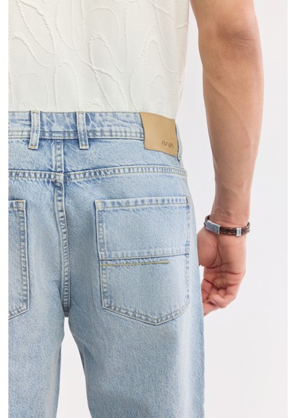 Erkek Açık Mavi %100 Pamuk Tokyo Straight Fit Jean Pantolon A51Y3546