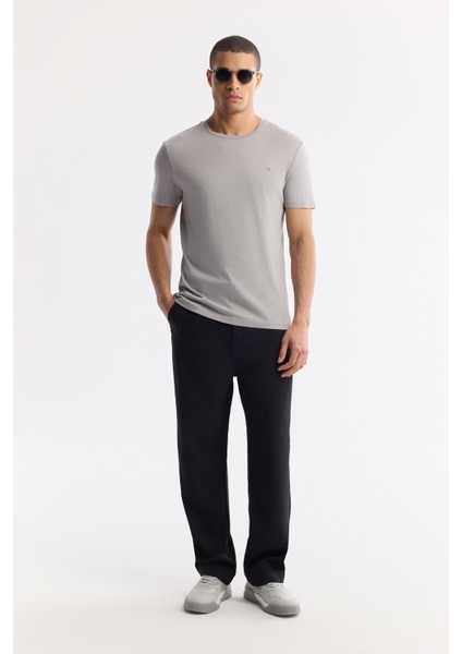 Erkek Gri Bisiklet Yaka Soft Touch Basic Regular Fit T-Shirt B001171