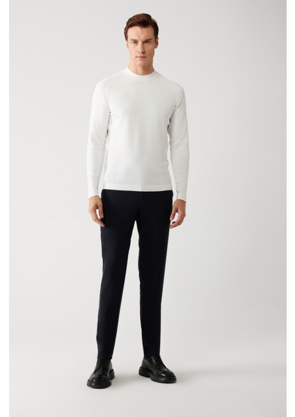 Erkek Ekru Yüksek Bisiklet Yaka Rayon Kazak A32Y5006