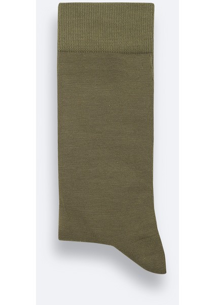 Erkek Haki Pamuklu Jakarlı Soket Çorap A42y8520