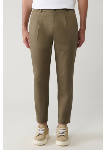 Erkek Açık Haki Pamuklu Klasik Bel Relaxed Fit Pantolon A41Y3037 fiyatları