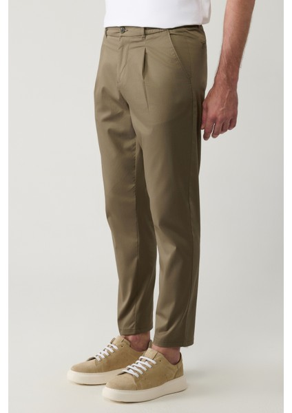 Erkek Açık Haki Pamuklu Klasik Bel Relaxed Fit Pantolon A41Y3037 modelleri