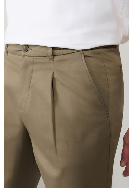 Erkek Açık Haki Pamuklu Klasik Bel Relaxed Fit Pantolon A41Y3037