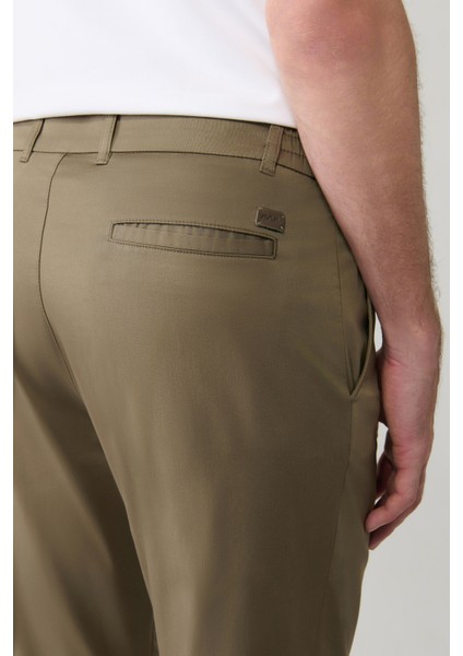 Erkek Açık Haki Pamuklu Klasik Bel Relaxed Fit Pantolon A41Y3037