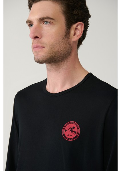 Erkek Siyah Bisiklet Yaka Uzun Kollu Ekoseli Pijama Takımı E003304 fırsatları