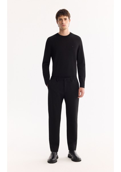 Erkek Siyah Yani Lastikli Bi-Stretch Hafif Slim Fit Pantolon A52Y3213