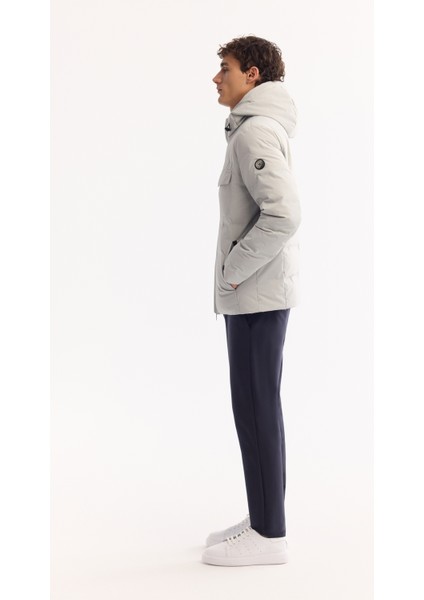 Erkek Gri Kapüşonlu %100 Kaz Tüyü Su İtici Rüzgar Geçirmez -7°CDayanıklı Şişme Mont A52Y6115 indirimleri