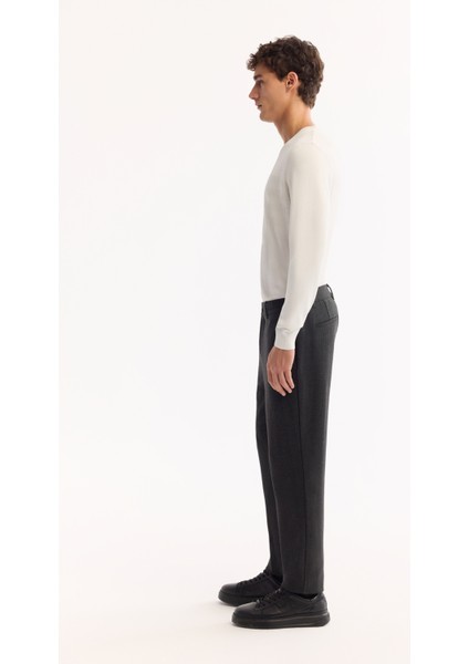 Erkek Antrasit Yanı Lastikli Kolay Ütülenen Slim Fit Pantolon A52Y3040
