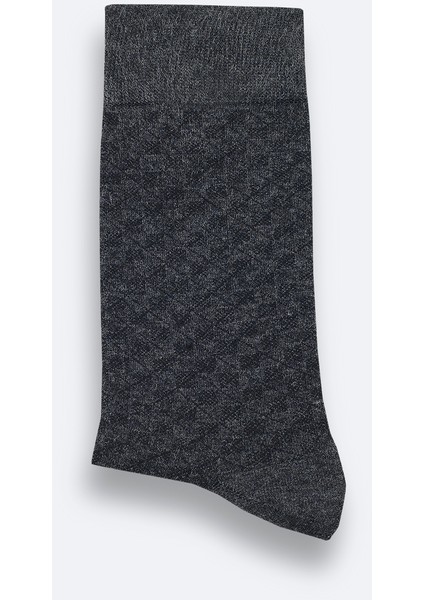 Erkek Antrasit Desenli Bambu Soket Çorap A52Y8502