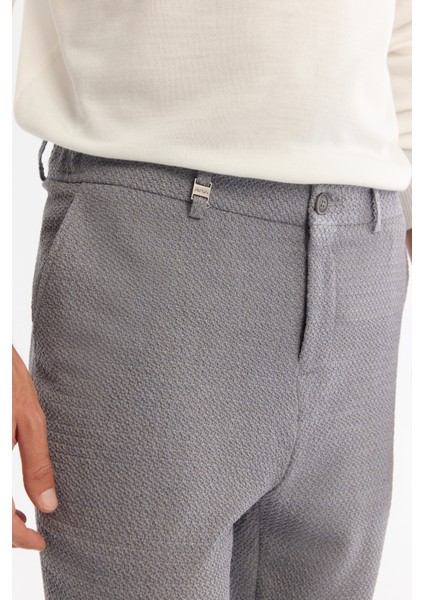 Erkek Gri Yandan Cepli Dokulu Bi-Stretch Slim Fit Pantolon A42Y3211 fırsatları