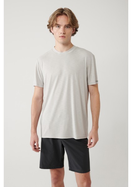 Erkek Gri Bisiklet Yaka Baskılı Soft Touch Regular Fit T-shirt A41y1032 modelleri