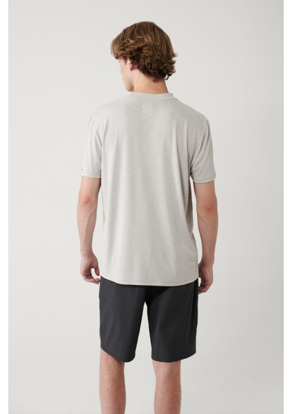 Erkek Gri Bisiklet Yaka Baskılı Soft Touch Regular Fit T-shirt A41y1032 fırsatları