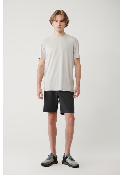 Erkek Gri Bisiklet Yaka Baskılı Soft Touch Regular Fit T-shirt A41y1032