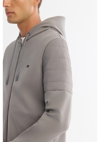 Erkek Gri Kapüşonlu Pamuklu Fermuarlı Elastan Regular Fit Sweatshirt A42Y1264 fiyatları