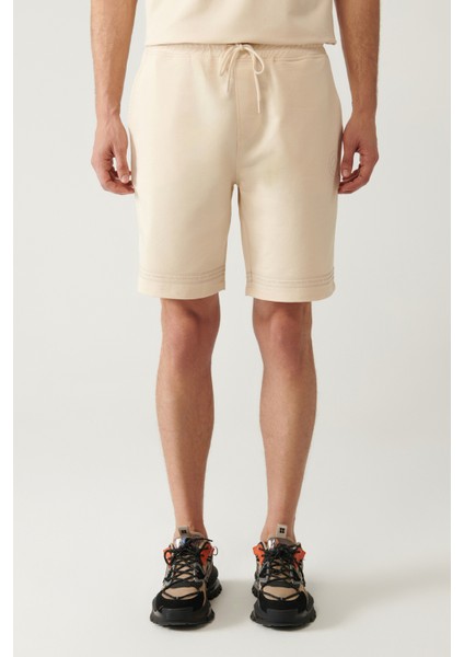 Erkek Bej Jersey Kumaş 2 İplik Yandan Cepli Örme Regular Fit Şort A41Y3622 fiyatları