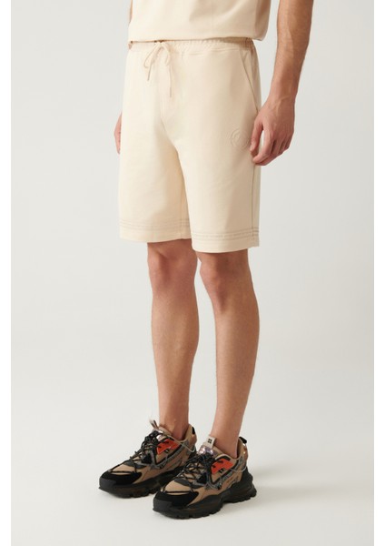 Erkek Bej Jersey Kumaş 2 İplik Yandan Cepli Örme Regular Fit Şort A41Y3622 modelleri