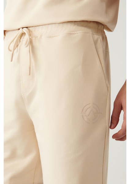 Erkek Bej Jersey Kumaş 2 İplik Yandan Cepli Örme Regular Fit Şort A41Y3622