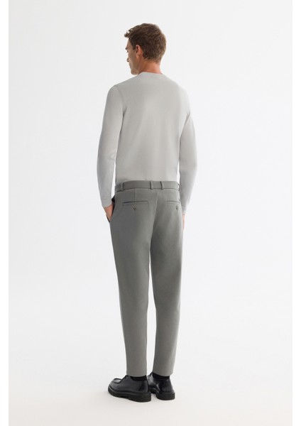 Erkek Gri-Yeşil Klasik Bel Jersey Pamuklu Carrot Fit Pantolon A42Y3061 modelleri