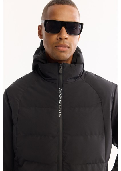 Erkek Siyah Fonksiyonel Çift Kullanımlı Su İtici Rüzgar Geçirmez Mevsimlik Mont A52Y6167 fiyatları