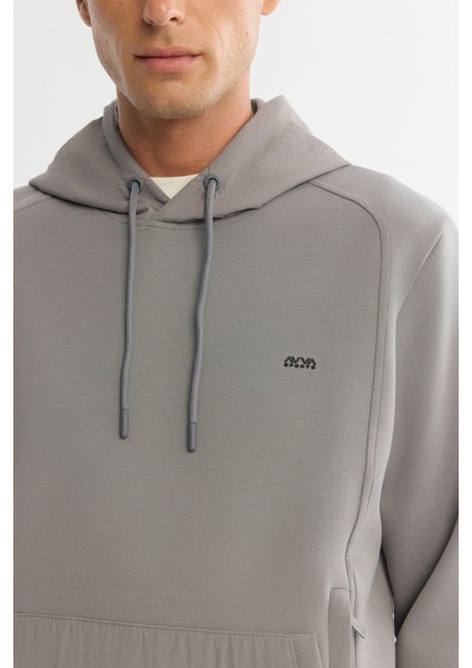 Erkek Gri Kapüşonlu Baskılı Elastan Regular Fit Sweatshirt A42Y1262 fiyatları