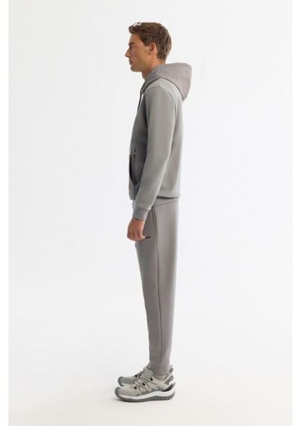 Erkek Gri Kapüşonlu Baskılı Elastan Regular Fit Sweatshirt A42Y1262 fırsatları