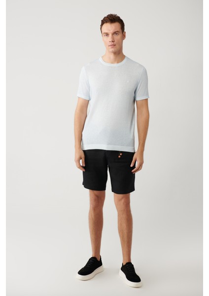 Erkek Açık Mavi Bisiklet Yaka Triko Regular Fit T-Shirt A41Y5074 indirimleri