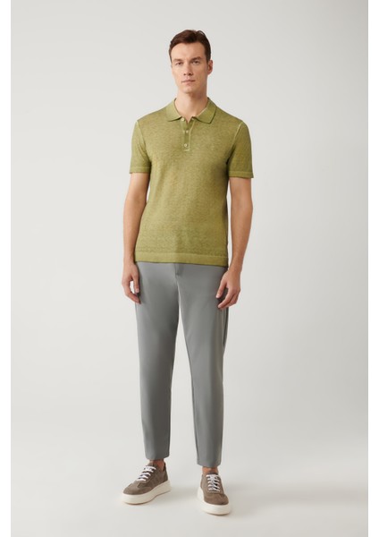 Erkek Haki 3 Düğmeli Polo Yaka Triko Regular Fit T-Shirt A41Y5067 indirimleri