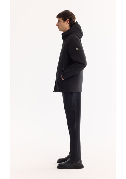 Erkek Siyah Fonksiyonel Çift Kullanımlı Su İtici Rüzgar Geçirmez Mevsimlik Mont A52Y6096 modelleri