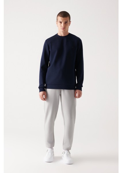 Erkek Lacivert Bisiklet Yaka Esnek Yumuşak Doku İnterlok Kumaş Regular Fit Sweatshirt B001100 indirimleri