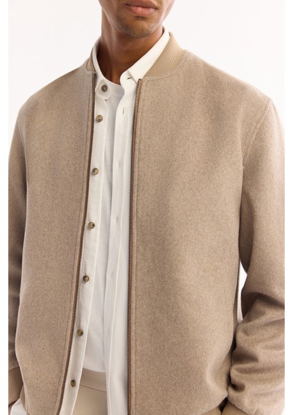 Erkek Vizon Bomber Yaka Yün Karışımlı Kaşe Regular Fit Mont A52Y6014 indirimleri