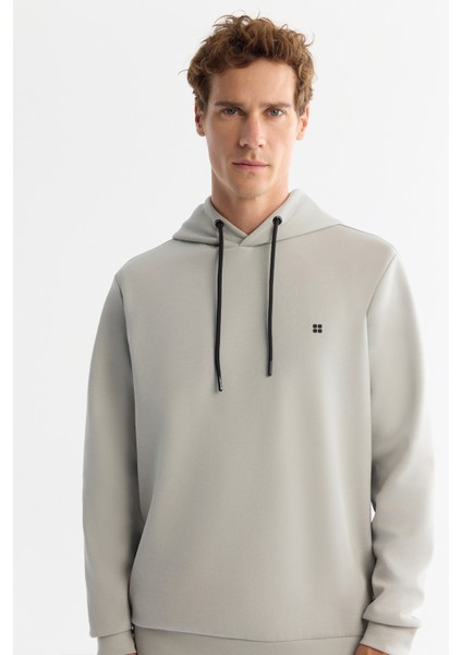 Erkek Gri Kapüşonlu Esnek Yumuşak Doku İnterlok Kumaş Basic Regular Fit Sweatshirt B001101 fiyatları