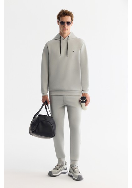 Erkek Gri Kapüşonlu Esnek Yumuşak Doku İnterlok Kumaş Basic Regular Fit Sweatshirt B001101 fırsatları