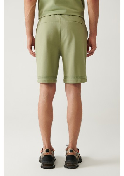 Erkek Su Yeşili Jersey Kumaş 2 İplik Yandan Cepli Örme Regular Fit Şort A41Y3622 fırsatları