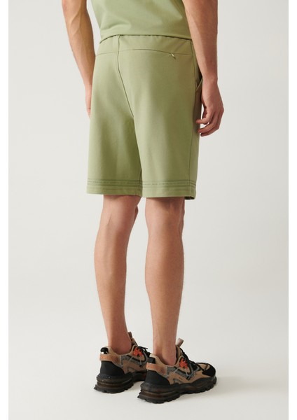 Erkek Su Yeşili Jersey Kumaş 2 İplik Yandan Cepli Örme Regular Fit Şort A41Y3622 indirimleri