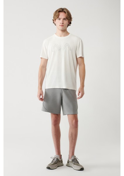 Erkek Beyaz Bisiklet Yaka Baskılı Soft Touch Regular Fit T-shirt A41y1131