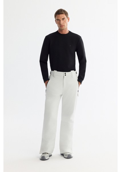 Erkek Beyaz Su İtici Rüzgar Geçirmez Beli Ayarlanabilir Comfort Fit Kayak Pantolonu A42Y3125 fiyatları