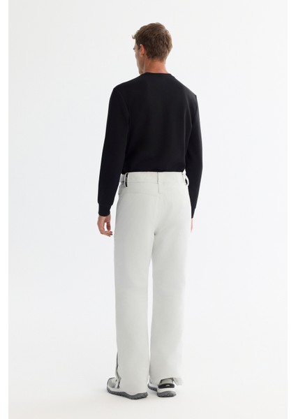 Erkek Beyaz Su İtici Rüzgar Geçirmez Beli Ayarlanabilir Comfort Fit Kayak Pantolonu A42Y3125 fırsatları