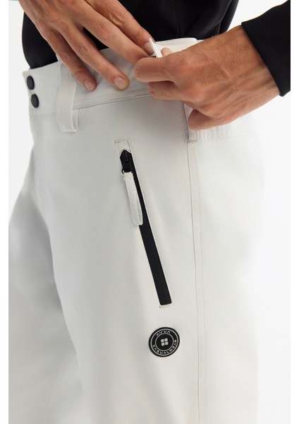 Erkek Beyaz Su İtici Rüzgar Geçirmez Beli Ayarlanabilir Comfort Fit Kayak Pantolonu A42Y3125 indirimleri